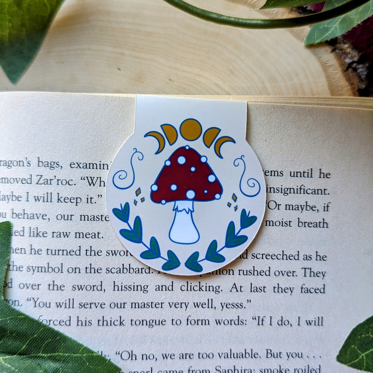 Mushroom and Moon Magnetic Bookmark