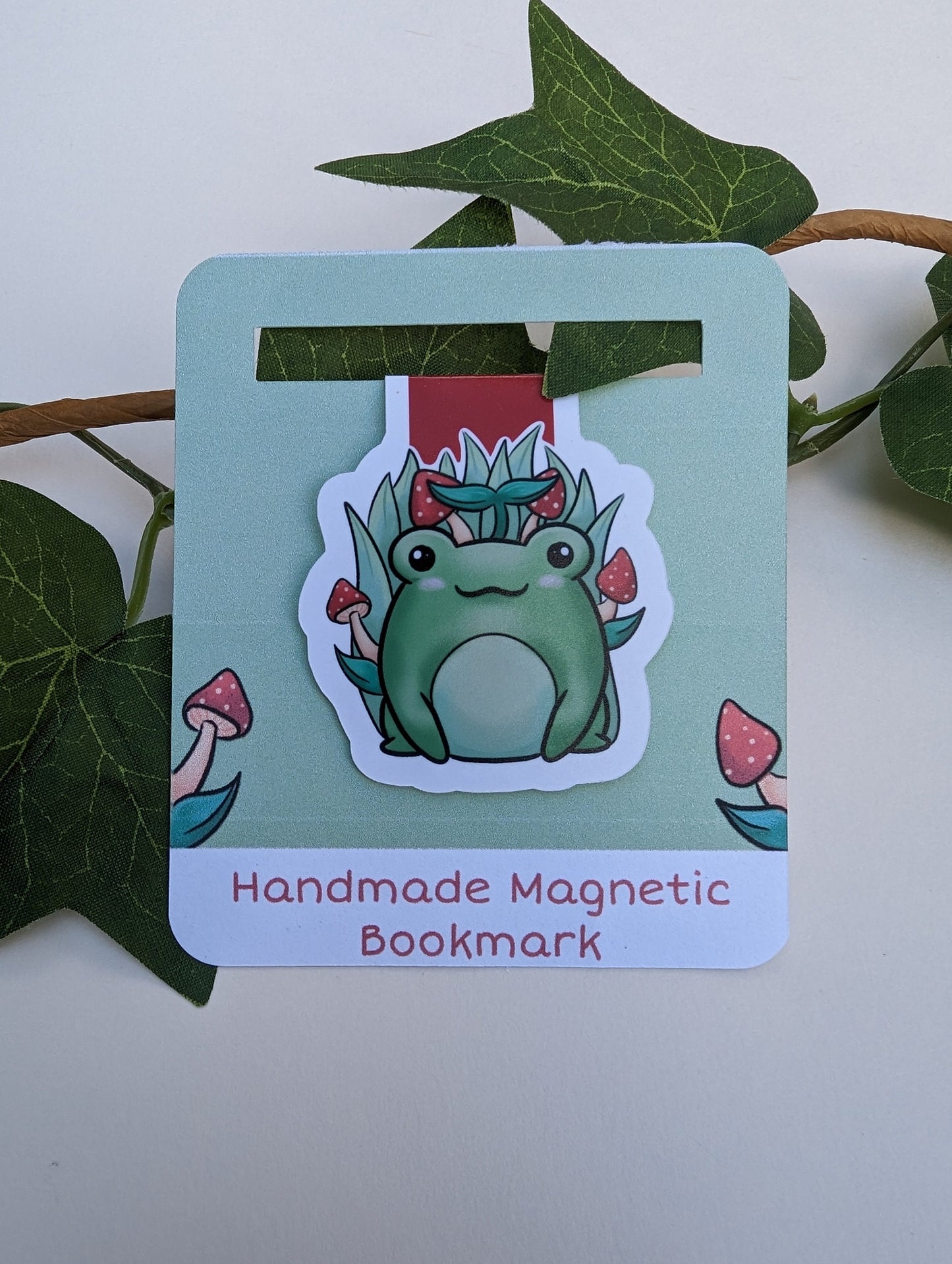 Cute Frog and Mushroom Magnetic Bookmark