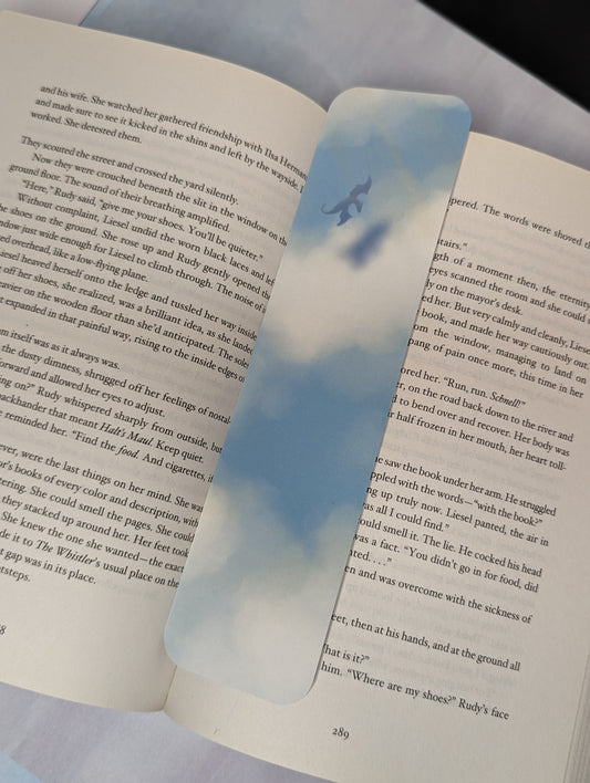Flying Dragon Classic Style Bookmark 2inx8in, Blue Bookmark, Sky Bookmark, Fantasy Bookmark, Wyvern Bookmark